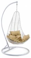 Кресло подвесное (mod. SC-010) с подушкой Металл/Искусственный ротанг, стойка:105х105х195см корзина:78х68х125см, стойка:белый,корзина:белый,. Фото №1