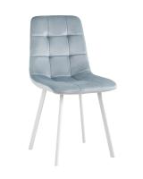 Стул Chilly велюр серо-голубой ножки белые фото Стул Chilly велюр серо-голубой ножки белые. Фото №1