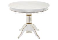 Стол деревянный Павия 130 молочный с золотой патиной