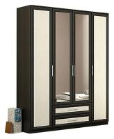 Юлианна СБ-074-01 Шкаф 4-х дверный с зеркалами Дуб феррара