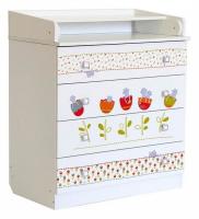 Комод пеленальный Polini kids Simple 1580 Сонные котята, белый