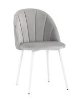 Стул Логан велюр светло-серый белые ножки фото Стул Логан велюр светло-серый белые ножки. Фото №1