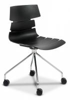 Стул офисный HANSEN (mod. 606-1) пластик/металл, 50х51х81 см, высота до сиденья 45 см, черный/хром (поставляется по 2 шт). Фото №1