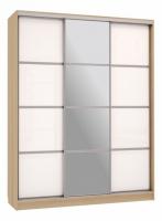 Бассо 2-600 с зеркалом (полки слева) дуб сонома/белый