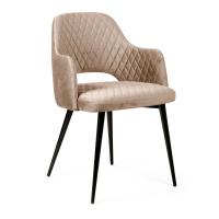 Стул Леман бежевый бархат прострочка ромб ножки черные фото Стул Леман бежевый бархат прострочка ромб ножки черные