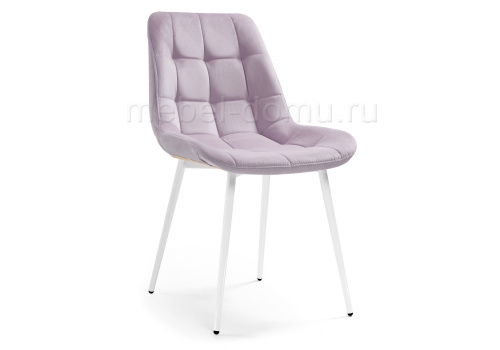 Стул Келми микровелюр светло-лиловый / белый глянец. Фото №1