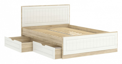 Кровать Оливия НМ 040.34-01 (1400) + Ящики НМ 040.39-01, Белое дерево, Дуб Сонома. Фото №2