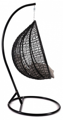 Кресло подвесное (mod. SC-001) с подушкой Металл/Искусственный ротанг, стойка:105х105х195см корзина:105х68х118см, стойка:черный,корзина:черн. Фото