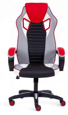 Кресло PILOT кож/зам/ткань, черный перфорированный/св.серый/красный, 36-6/06/TW-14/36-161. Фото №2