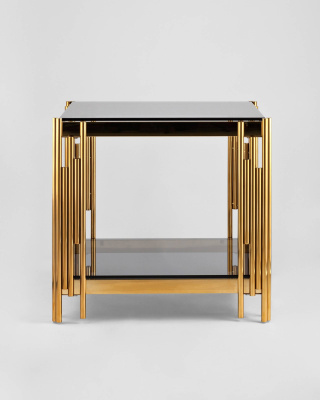 Журнальный столик 55*55 ГЭТСБИ золото стекло smoke фото Журнальный столик 55*55 ГЭТСБИ золото стекло smoke. Фото №4