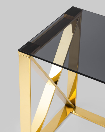 Журнальный стол 40*40 КРОСС золото стекло smoke. Фото №7
