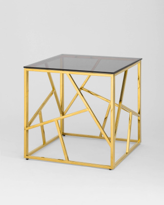 Журнальный столик 55*55 АРТ ДЕКО золото стекло smoke. Фото