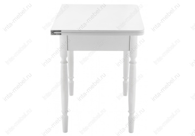 Стол деревянный Брентон с ящиком белый глянец. Фото