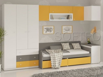 Шкаф трехдверный с тремя выдвижными ящиками Силуэт. Фото №4