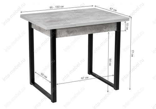 Стол деревянный Форли бетон / черный матовый. Фото №2