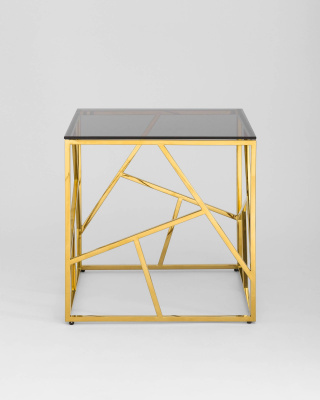 Журнальный столик 55*55 АРТ ДЕКО золото стекло smoke. Фото