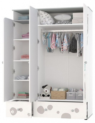 Шкаф платяной Polini Kids Disney Baby 101 Далматинец, белый. Фото
