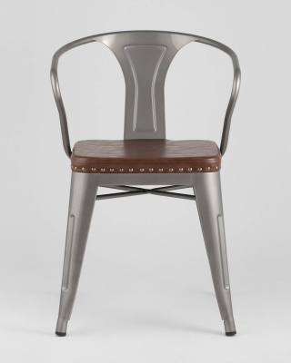 Стул TOLIX ARMS SOFT с подлокотниками серебристый. Фото