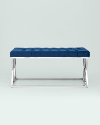 Банкетка ИНСИГНИЯ велюр синий сталь серебро. Фото №4