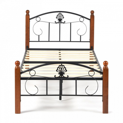 Кровать РУМБА (AT-203)/ RUMBA Wood slat base дерево гевея/металл, 90*200 см (Single bed), красный дуб/черный. Фото №2