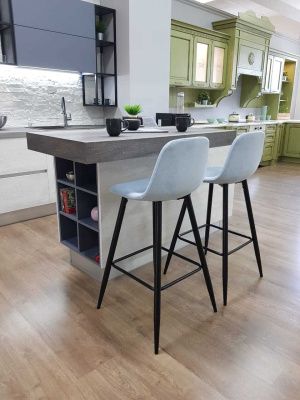 Барный стул 350B голубой/черный. Фото №2