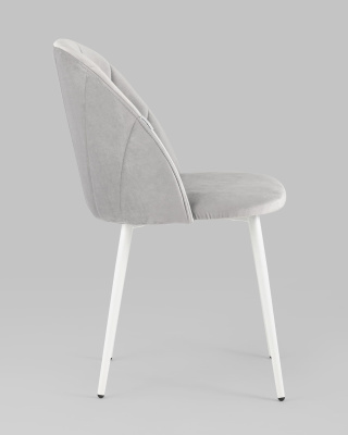Стул Логан велюр светло-серый белые ножки фото Стул Логан велюр светло-серый белые ножки. Фото №4