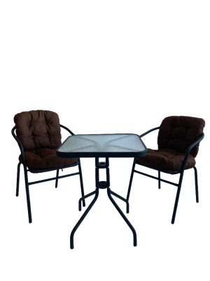 Комплект садовый "Бистро" BISTRO с коричневыми подушками фото Комплект садовый "Бистро" BISTRO с коричневыми подушками. Фото №4