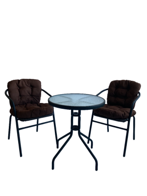 Комплект садовый "Бистро" BISTRO с коричневыми подушками фото Комплект садовый "Бистро" BISTRO с коричневыми подушками. Фото №3