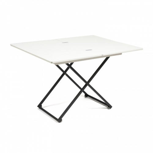 Стол универсальный трансформируемый MERIDIAN МДФ/металл, 85*50*57,5см/ 110,2*85*57,5 см, Белый, основание черное. Фото №2