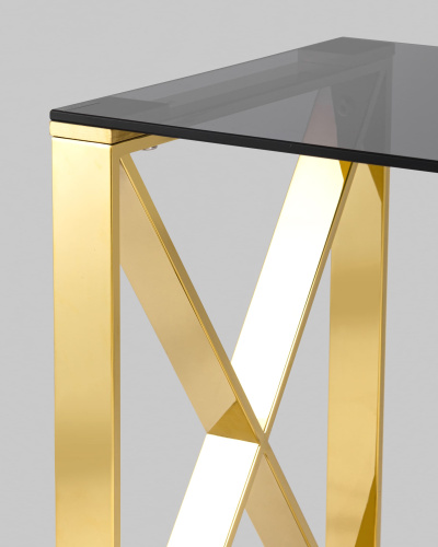 Журнальный стол 40*40 КРОСС золото стекло smoke. Фото №6