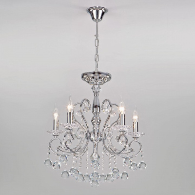 Подвесная люстра Eurosvet Collana 10096/5 хром/прозрачный хрусталь Strotskis фото Подвесная люстра Eurosvet Collana 10096/5 хром/прозрачный хрусталь Strotskis. Фото №2