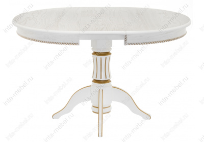 Стол деревянный Павия 130 молочный с золотой патиной. Фото