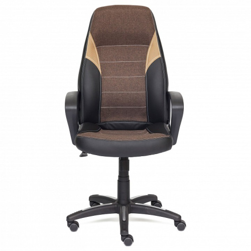 Компьютерное кресло INTER кож/зам/ткань, черный/коричневый/бронзовый, 36-6/ЗМ7-147/21. Фото №2