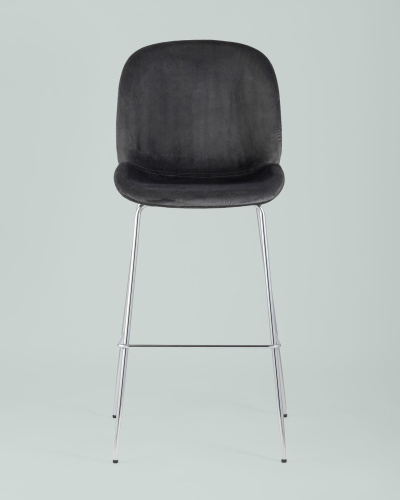 Стул барный Beetle со спинкой серый хромированные ножки. Фото №5