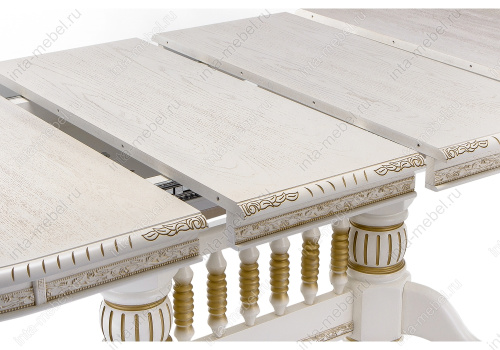 Стол деревянный Кантри молочный с золотой патиной. Фото №8